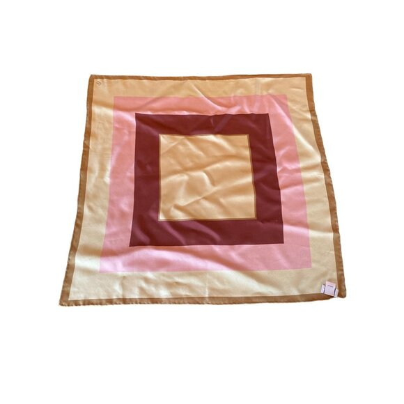 St. John 100% Silk Square Scarf Pink Brown Geometric Quiet Luxury Classic - Picture 1 of 6